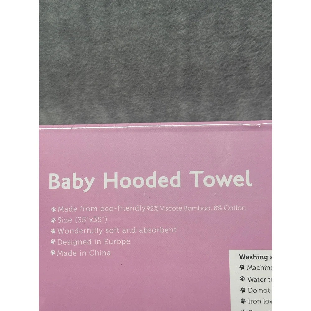 ForEverPure‎ Baby Hooded Towel Infant 35x35 Pink New Bamboo Cotton Puppy Dog